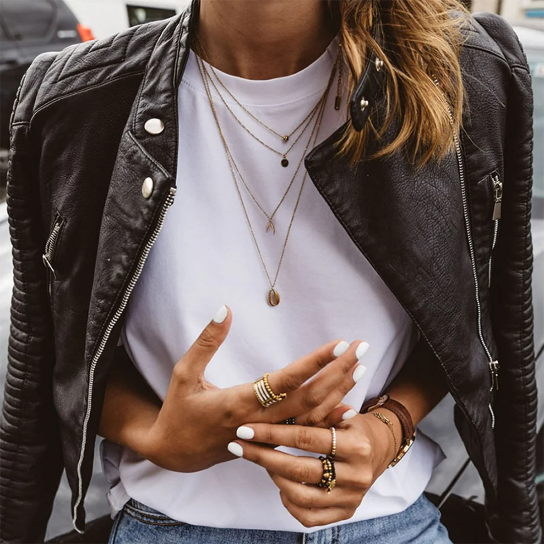 Veste biker noire femme
