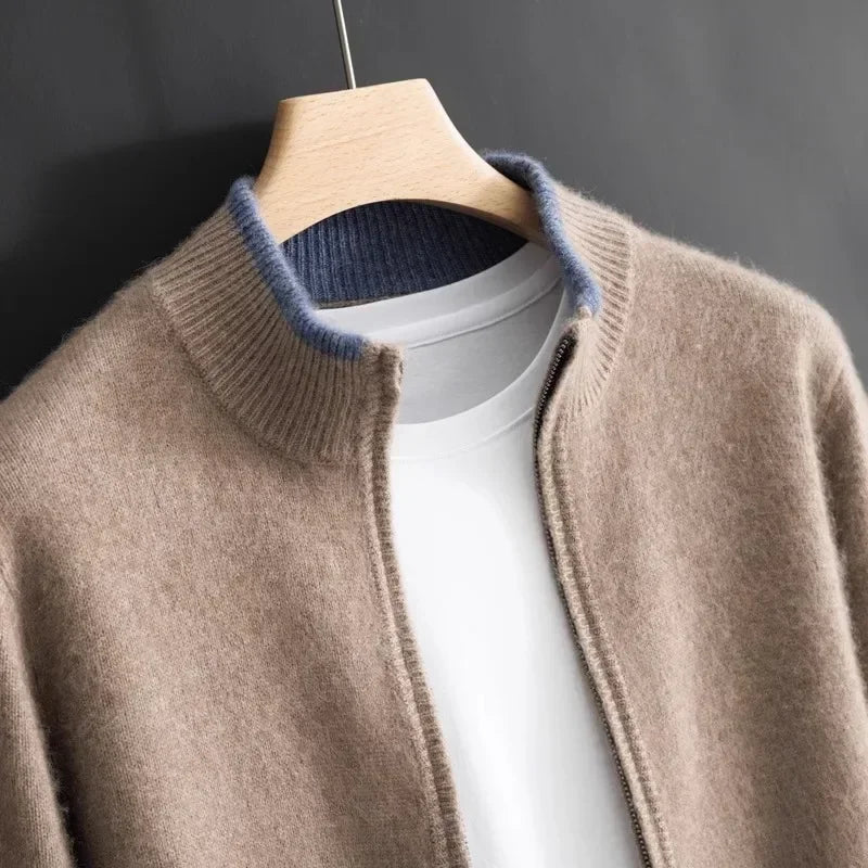 Cardigan Zippé en Maille Homme