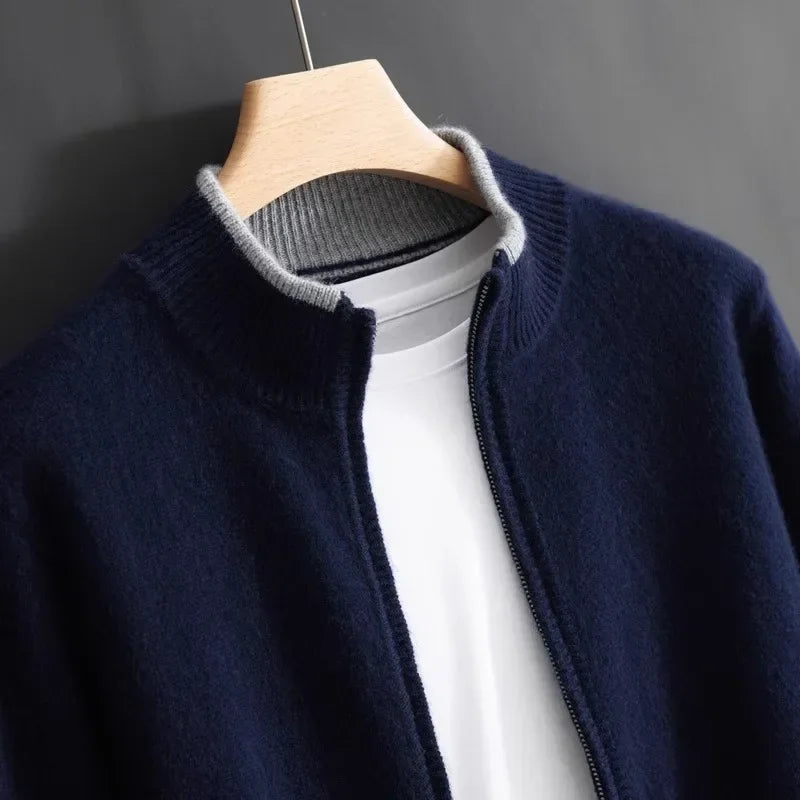 Cardigan Zippé en Maille Homme
