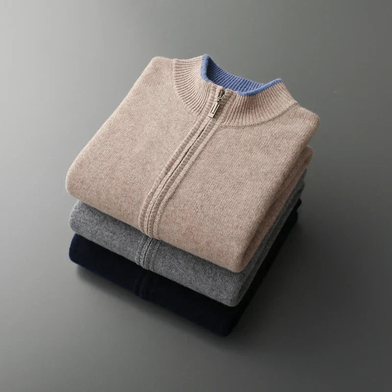 Cardigan Zippé en Maille Homme