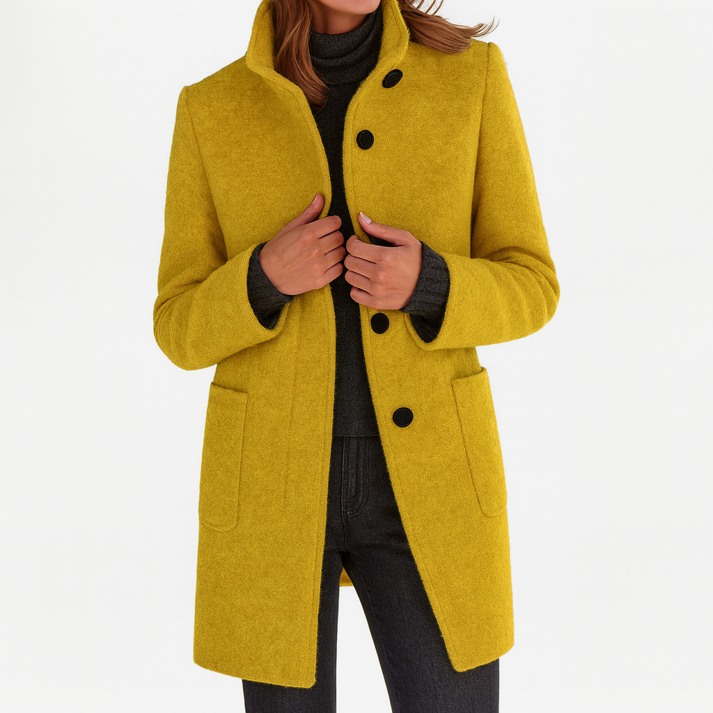 Wool blend tailored jacket with professional silhouette for women
