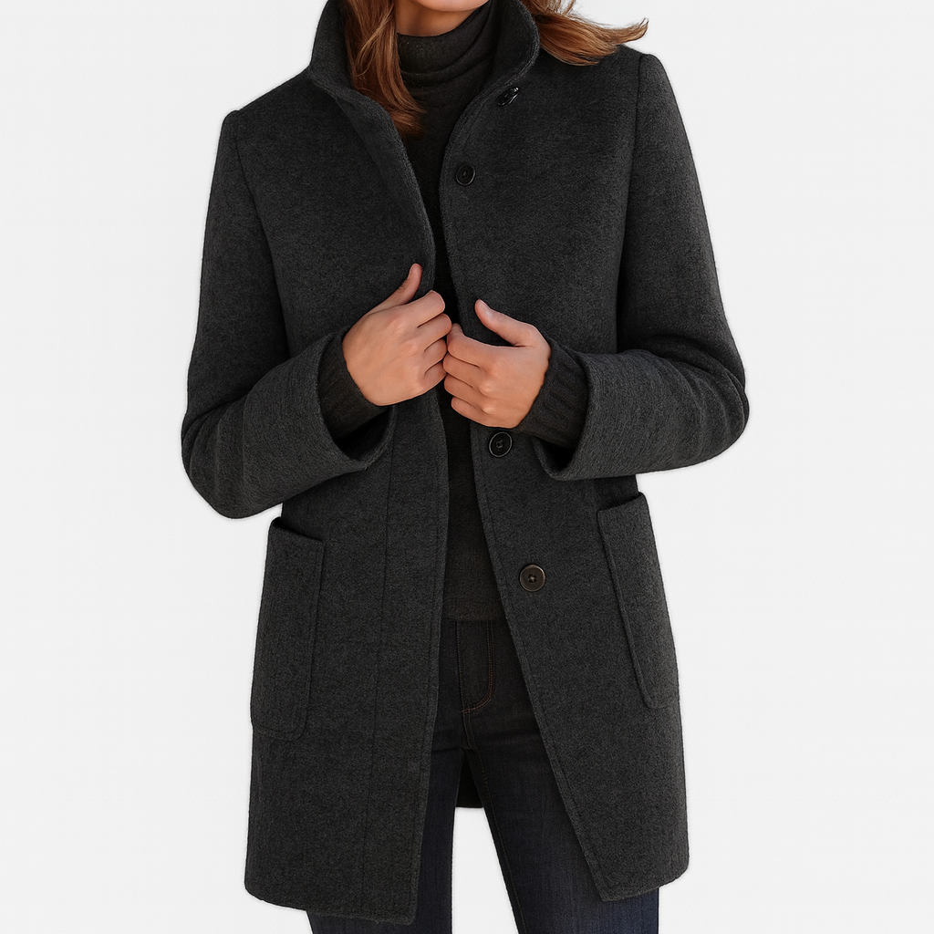 Wool blend jacket with timeless cut and structured silhouette for women
