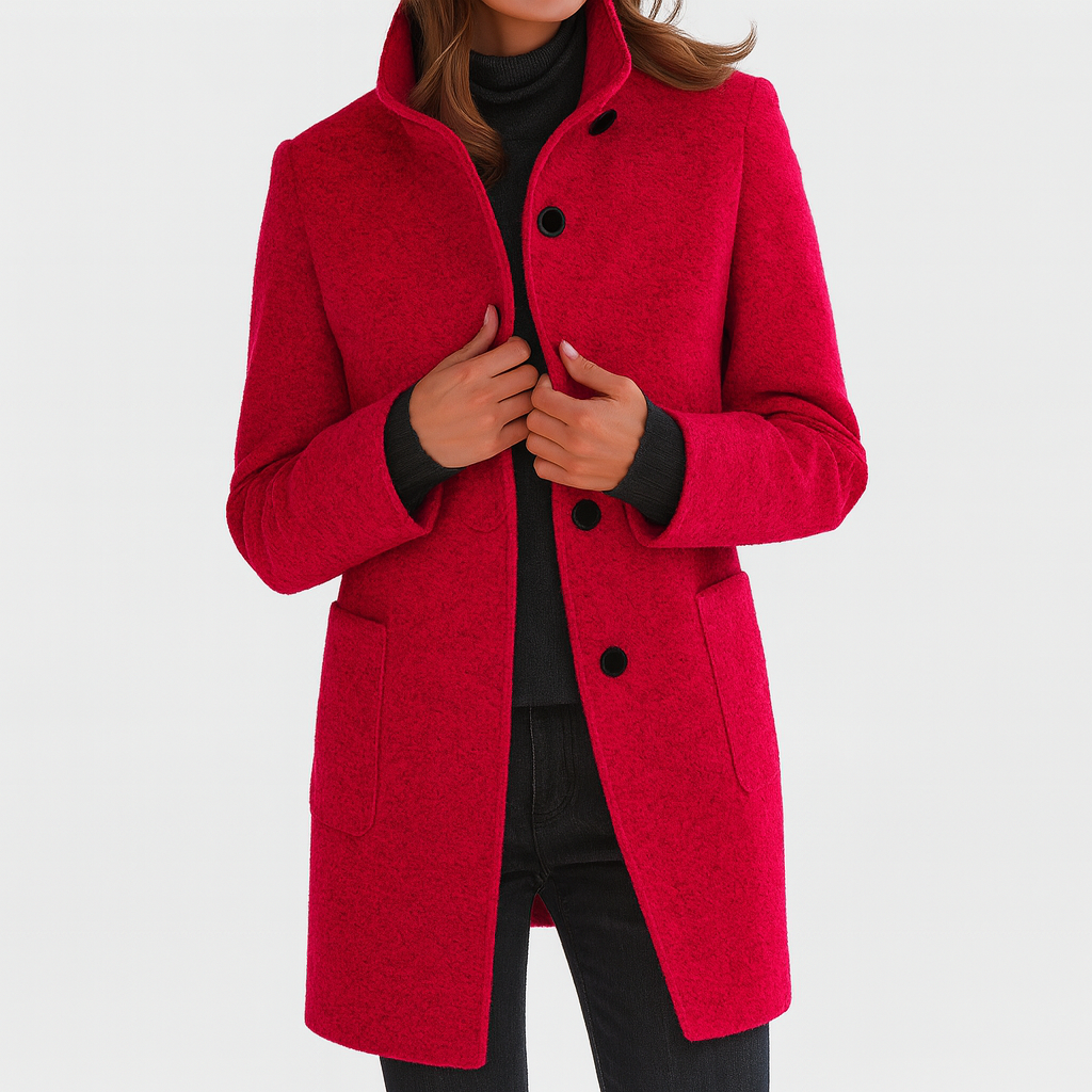 Wool blend tailored jacket with professional silhouette for women
