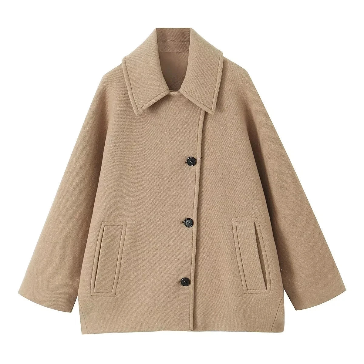 Wool blend outerwear with side seam detail regular fit women
