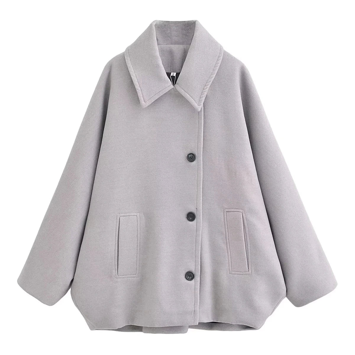 Wool blend coat worn on model regular fit women

