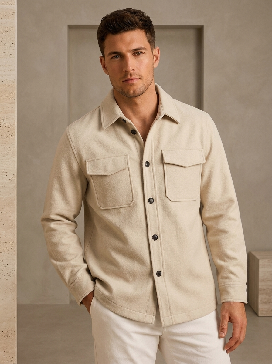 Men's wool blend button front bomber jacket