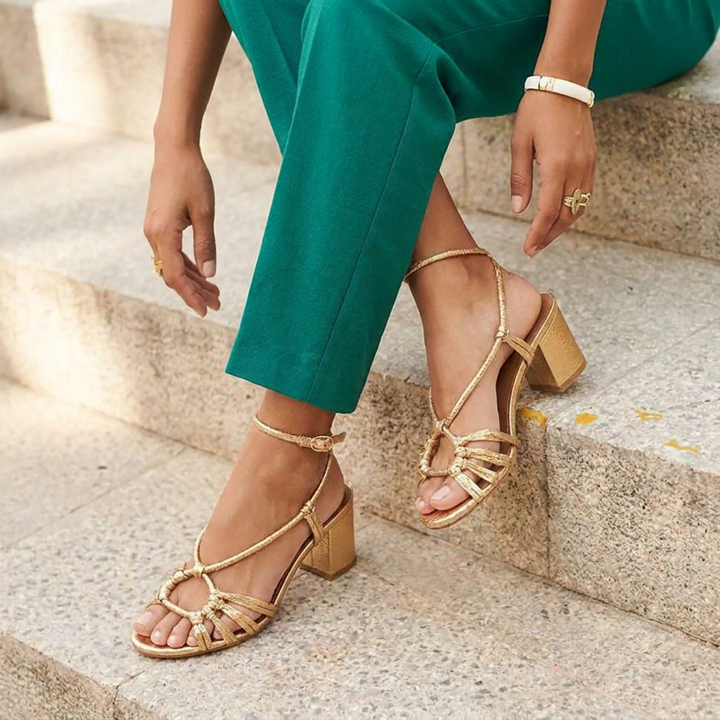 Women's open toe sandals designed with braided straps and a stable block heel