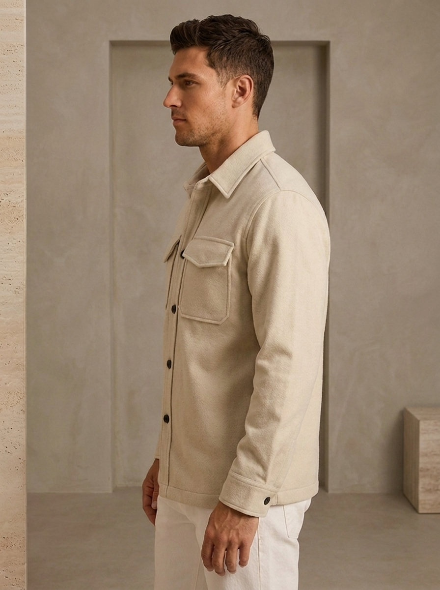 Wool blend bomber jacket with turn-down collar