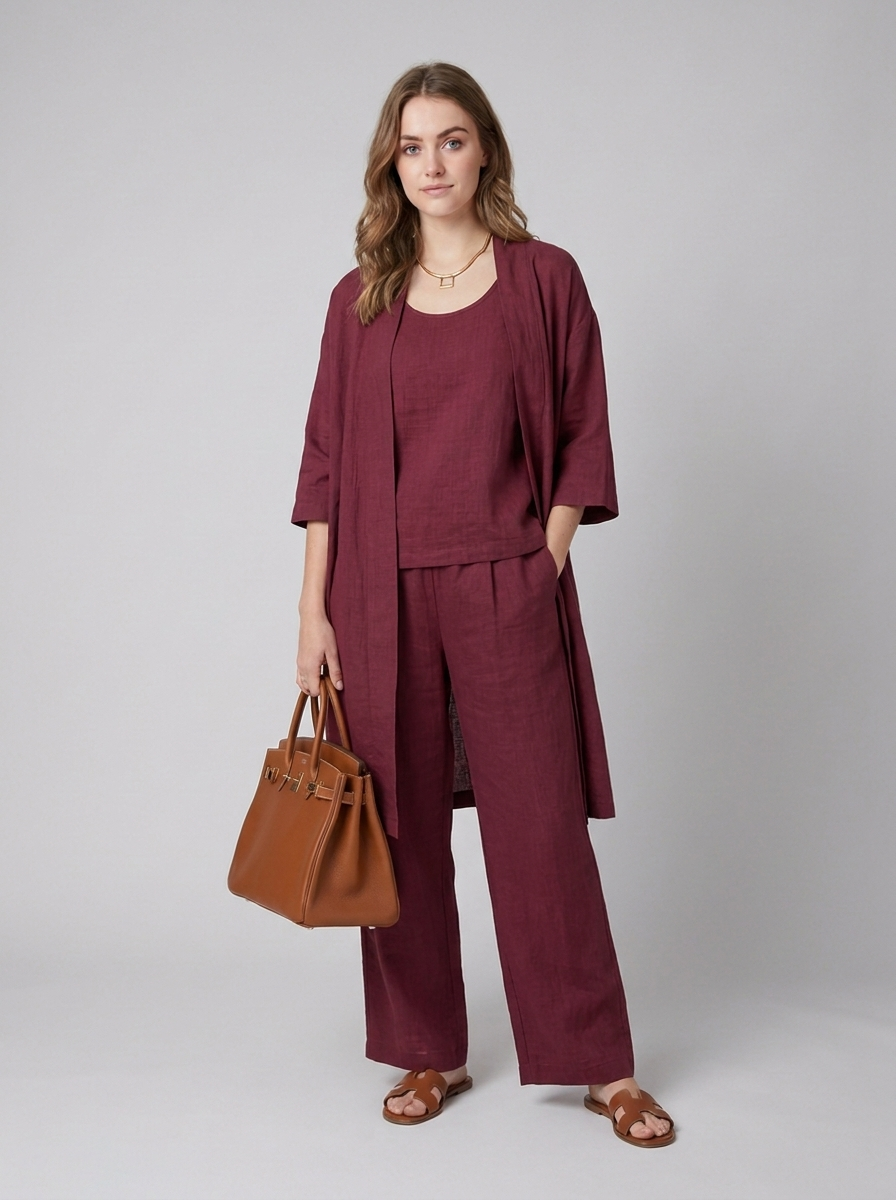 Casual matching linen outfit