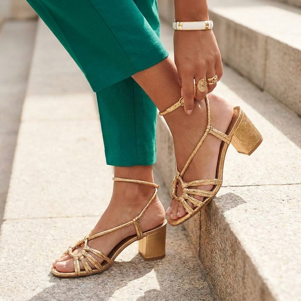 Women's braided block heel sandals suitable for everyday wear and warm-weather occasions