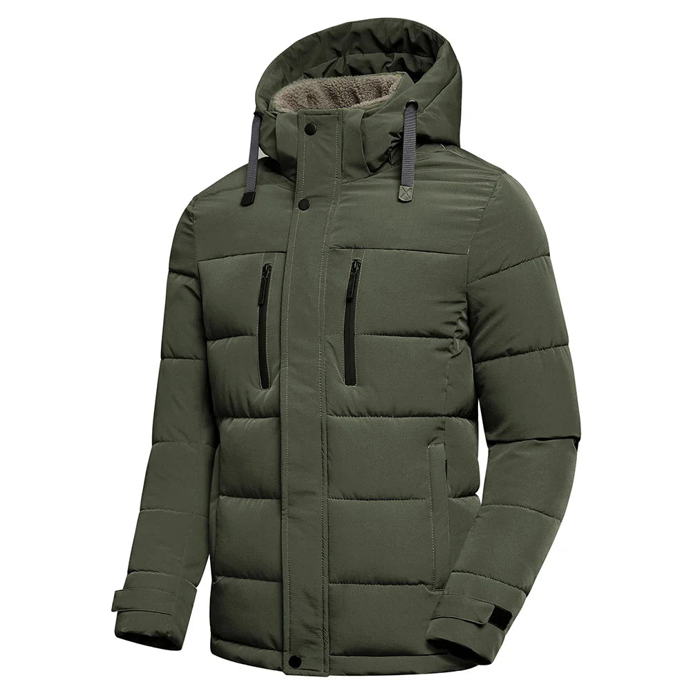 fleece lined hooded jacket hip length design