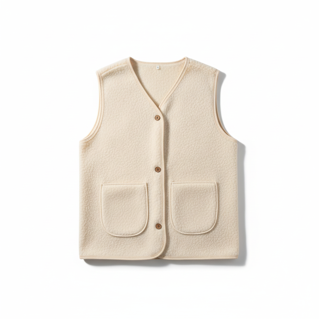 Fleece fabric women’s vest with button front and relaxed everyday style