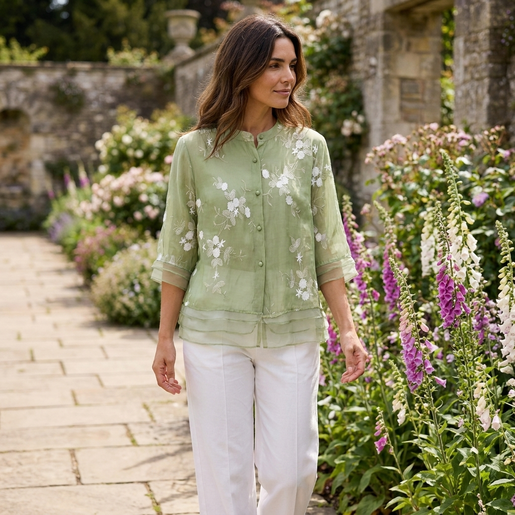 Women's embroidered blouse for casual outfits and social occasions