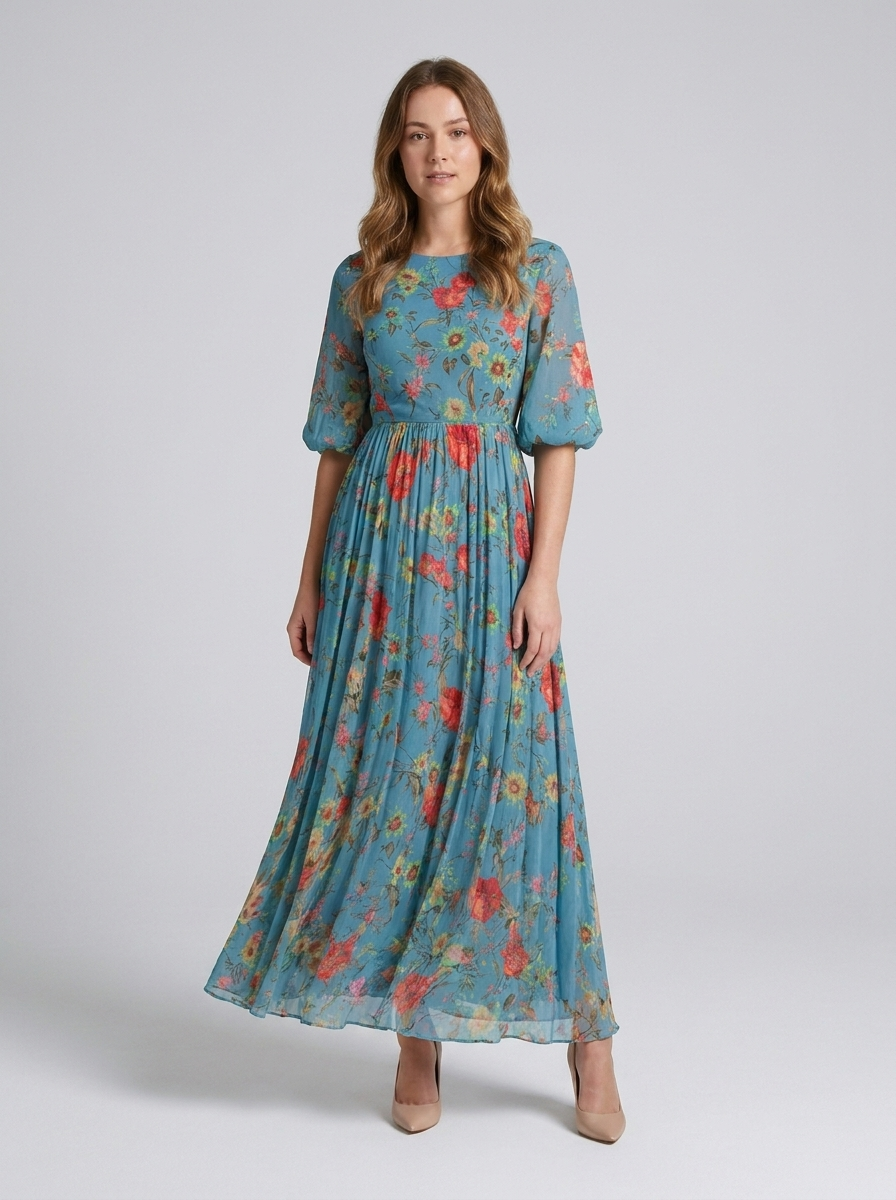 Long floral dress designed for everyday styling
