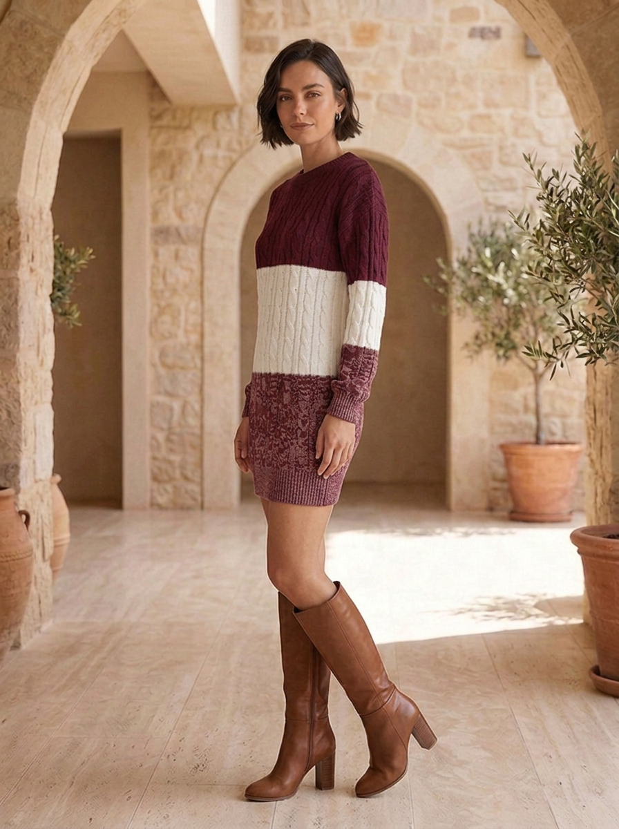 Women's knit dress with a flattering silhouette