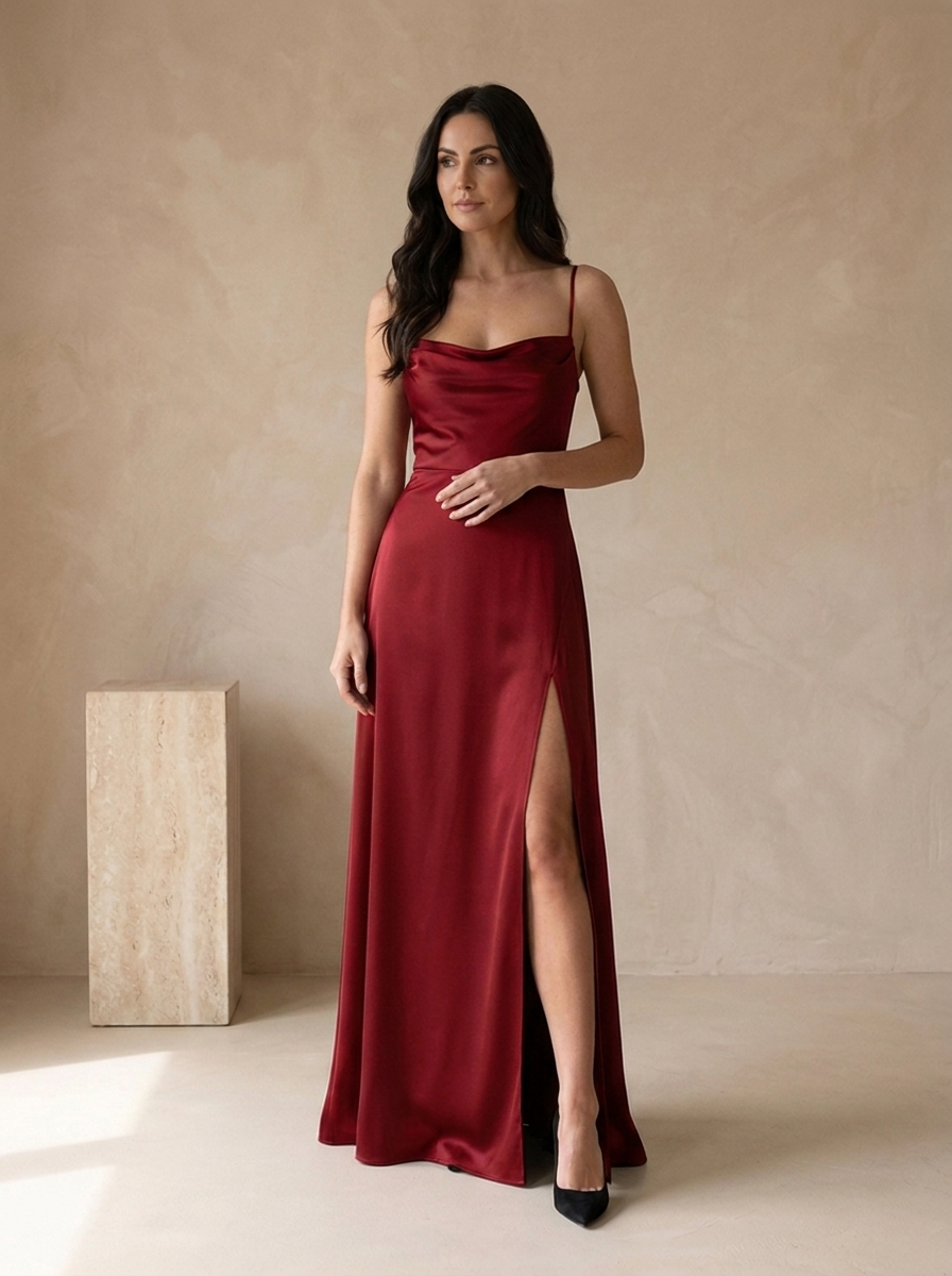 Cowl neck maxi dress with an elegant silhouette