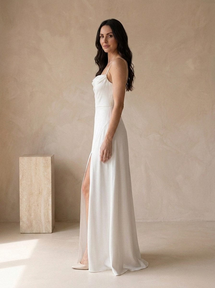 Women's elegant cowl neck dress for formal events