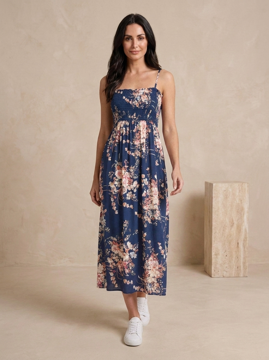 Women's floral maxi dress for warm-weather styling