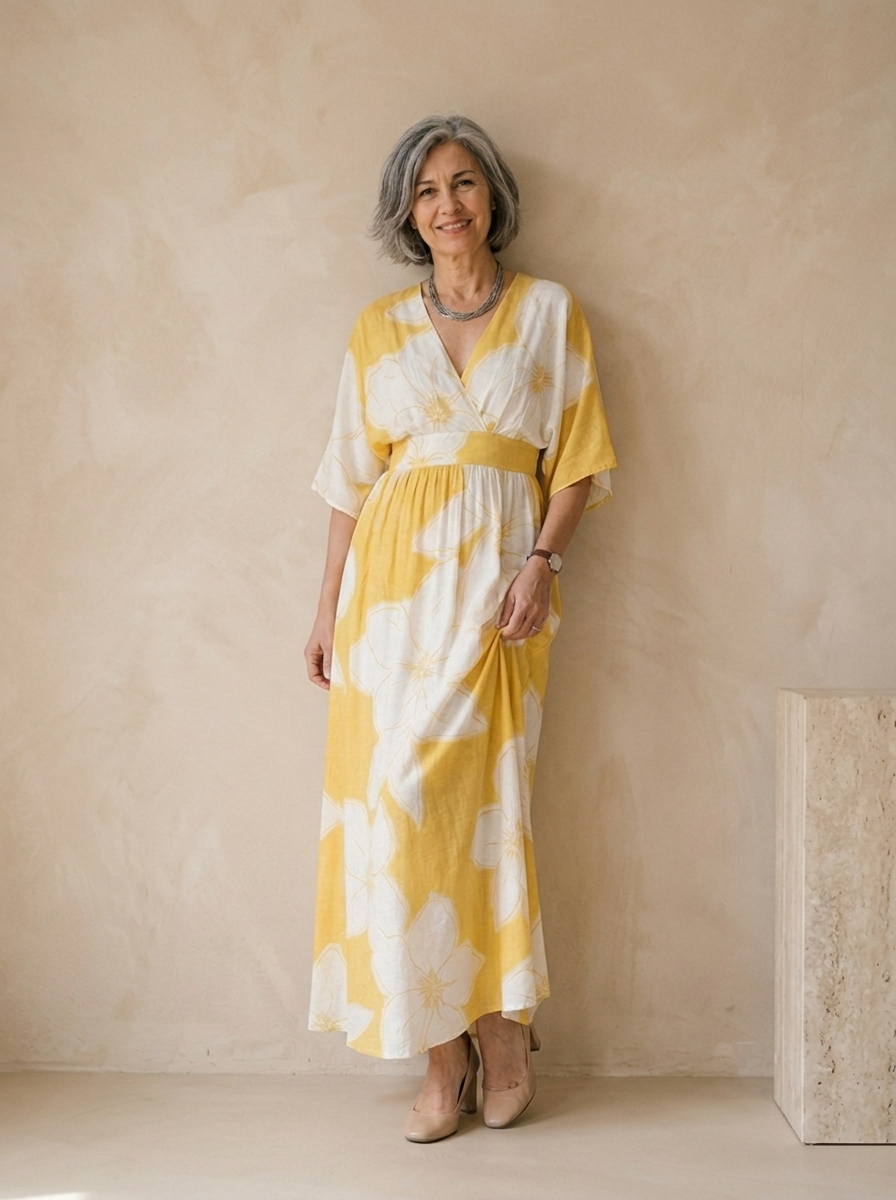Elegant floral dress for holidays and travel