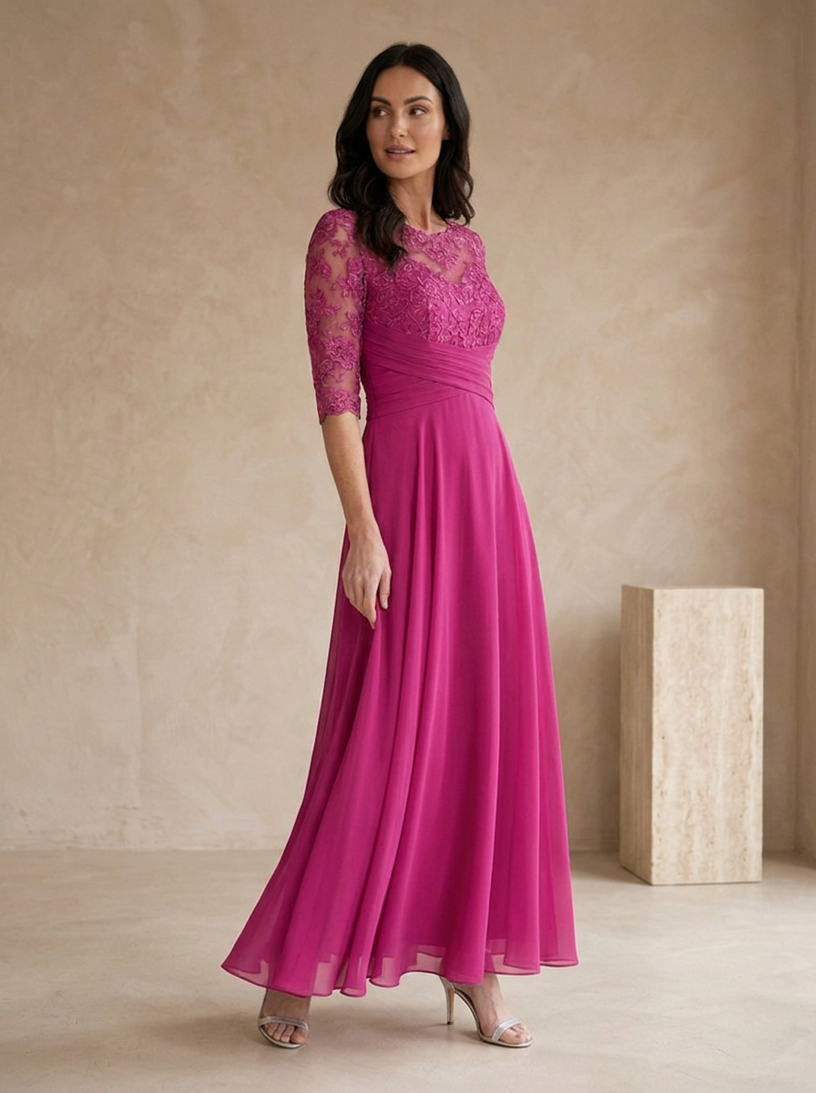 A line evening gown with a sophisticated silhouette