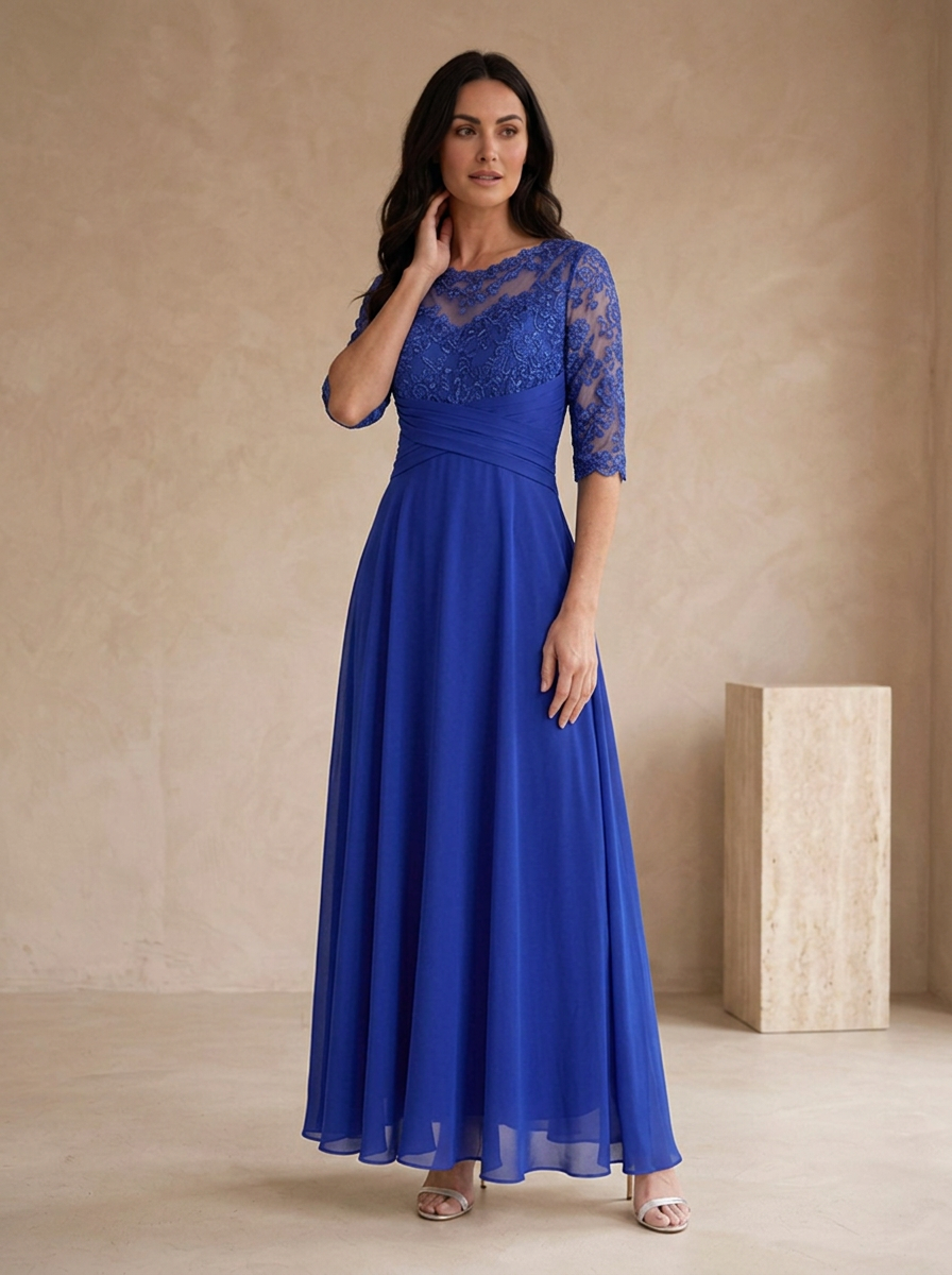 Women's formal gown with a flattering A line fit