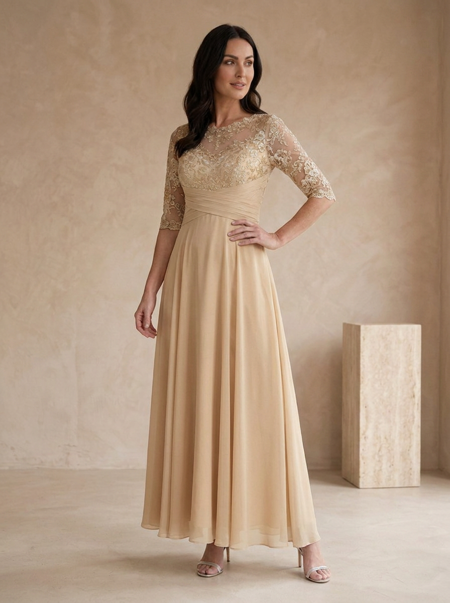 Flowing evening dress with an A line silhouette