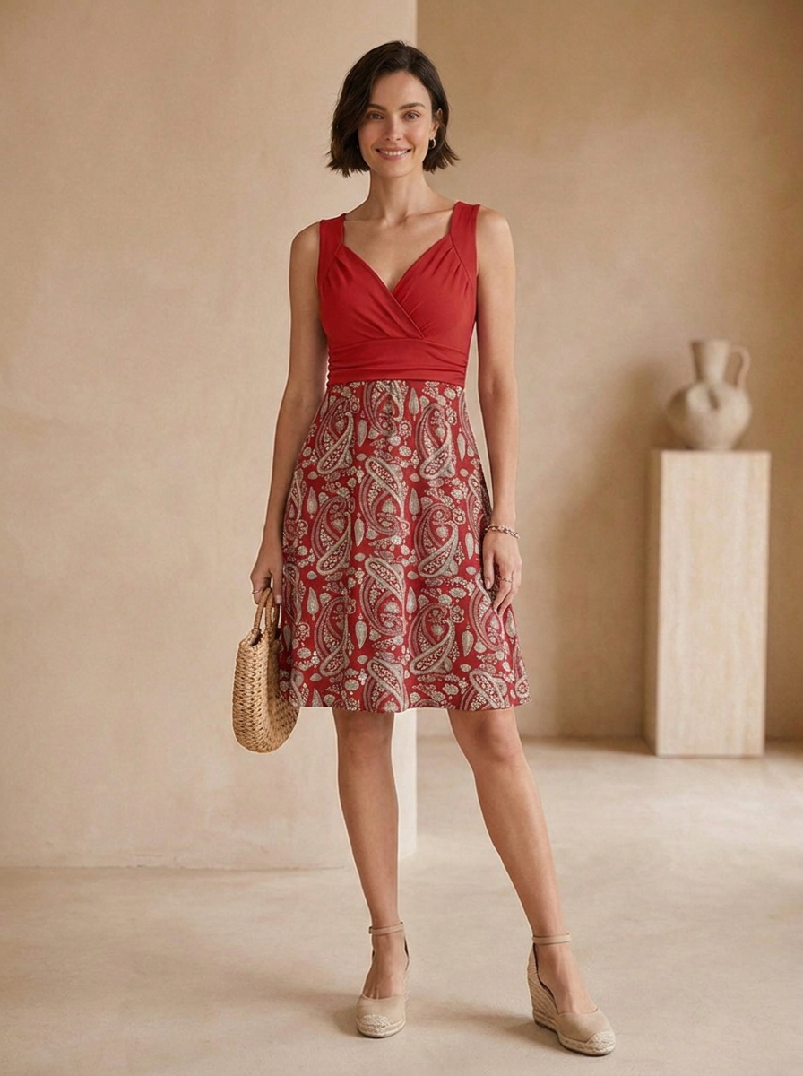 Floral print midi dress with a flowing skirt
