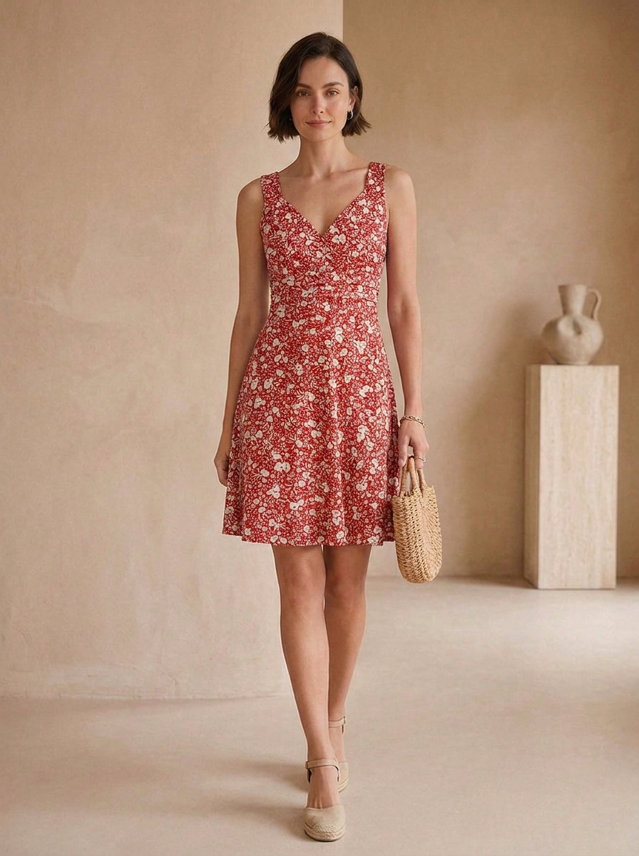 Women's flowing floral midi dress for casual occasions