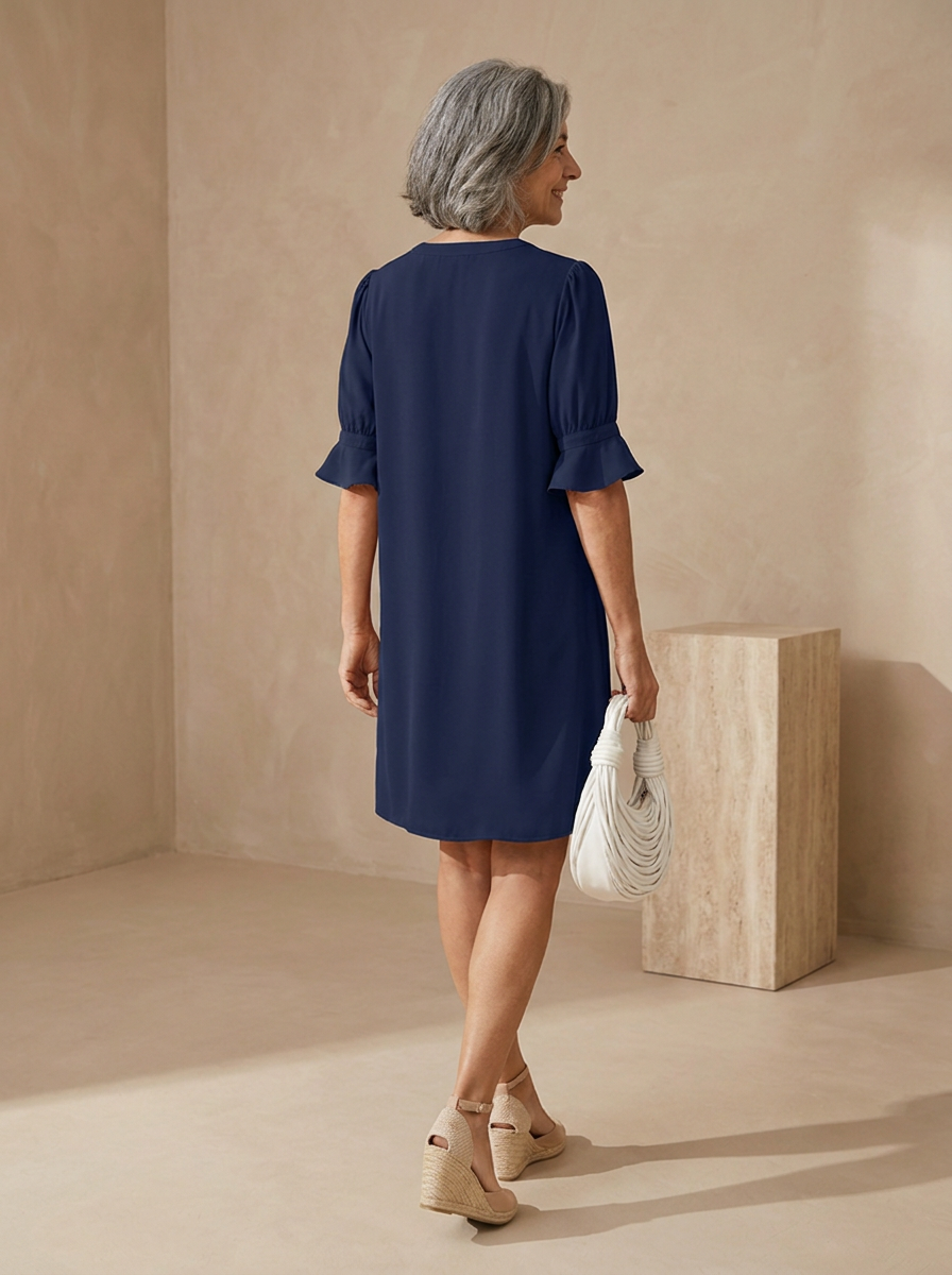 Women's V neck straight dress for everyday wear