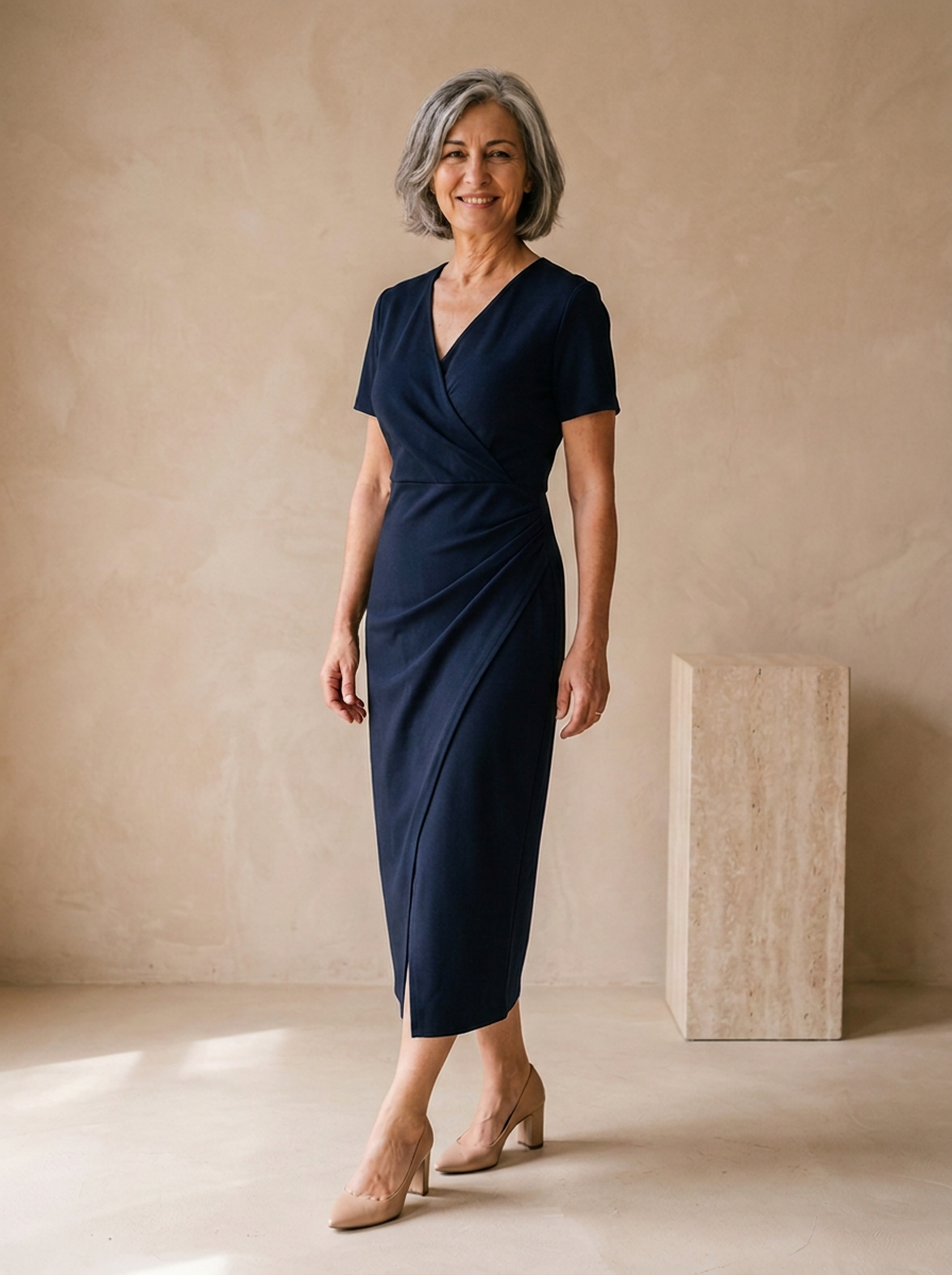 Women's flattering wrap dress for special occasions
