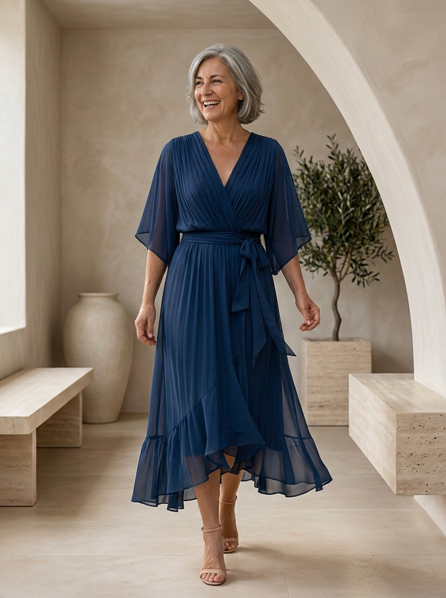 Lightweight chiffon midi dress for everyday wear