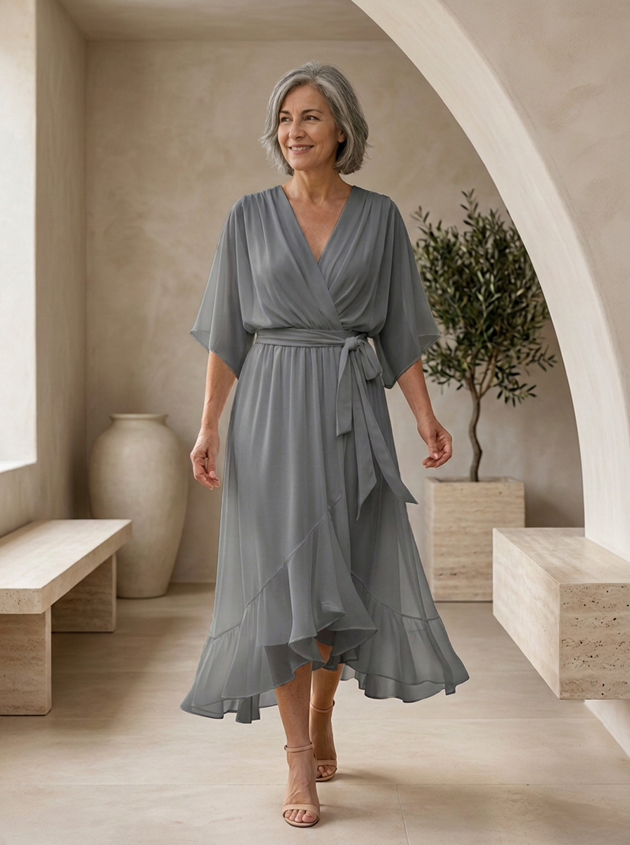 Women's elegant chiffon dress for casual styling