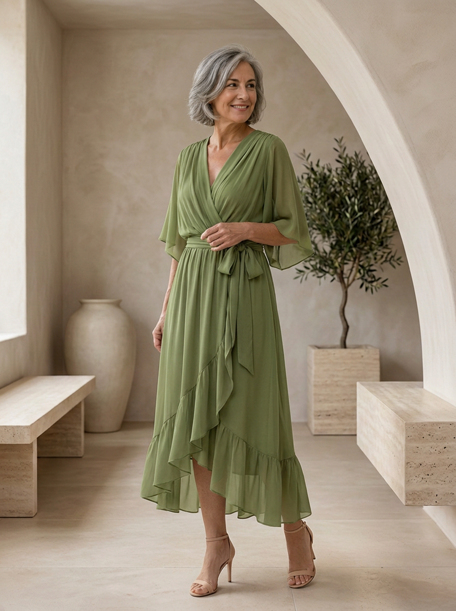 Women's flowing midi dress for holidays and travel