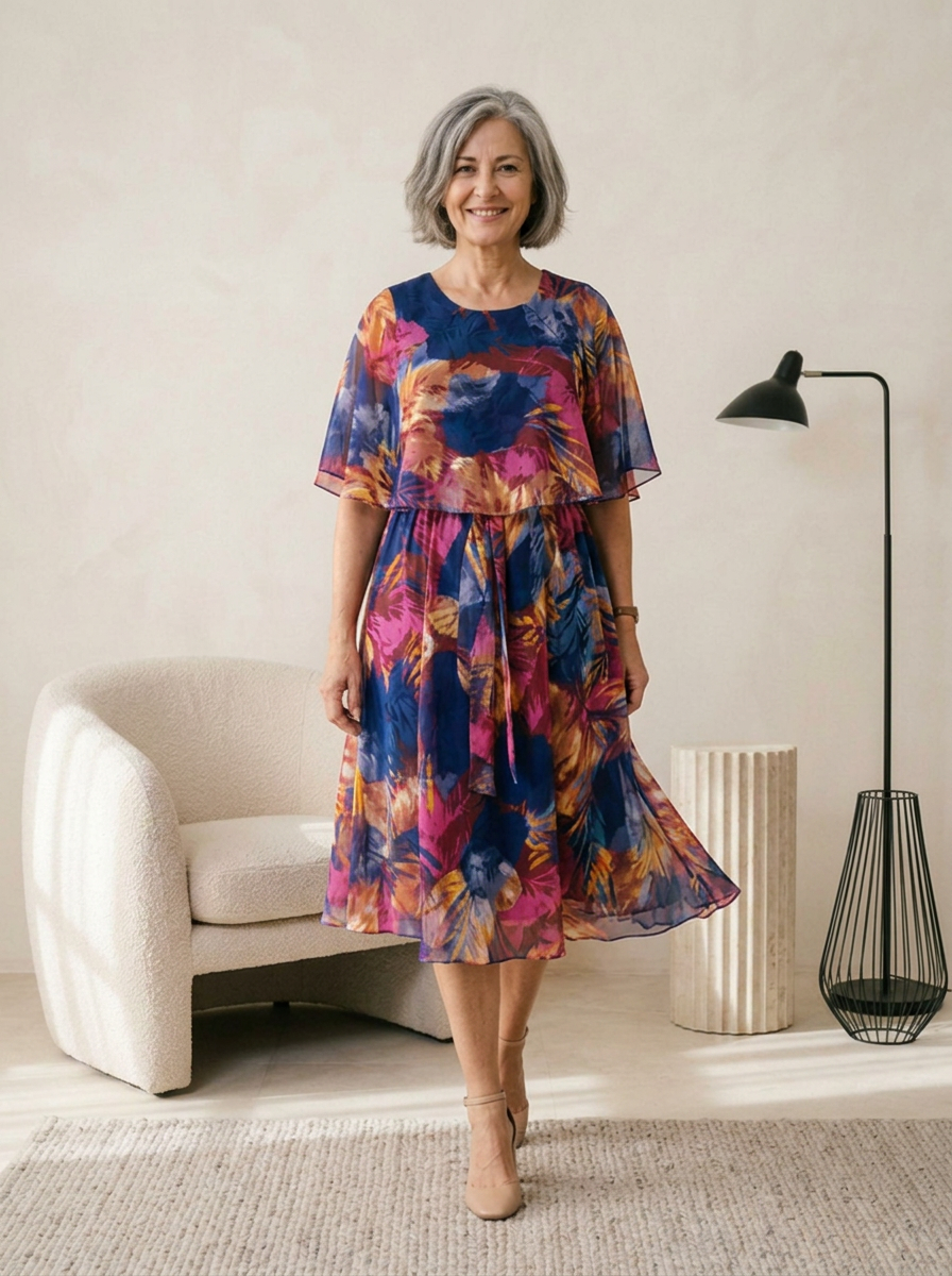 Lightweight plus size chiffon dress for holidays