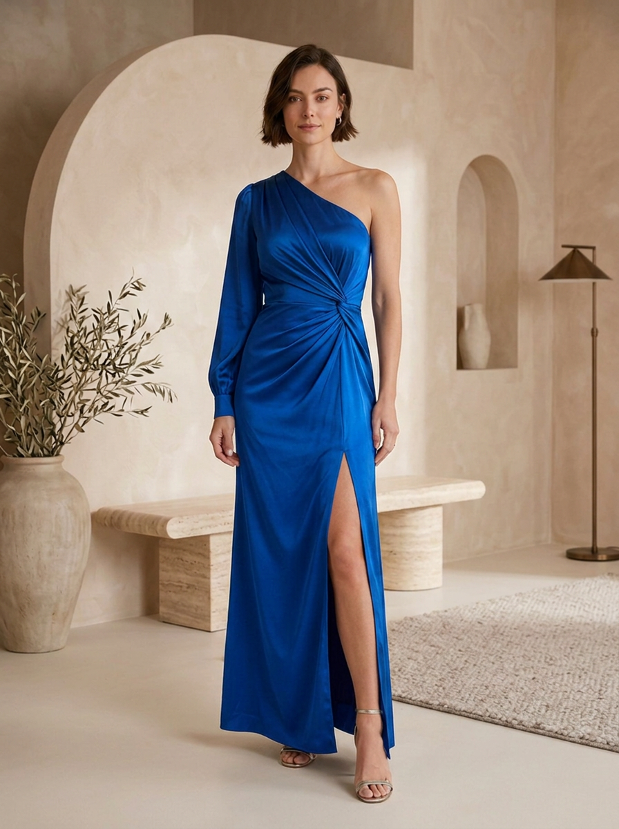 One shoulder maxi dress for weddings and celebrations