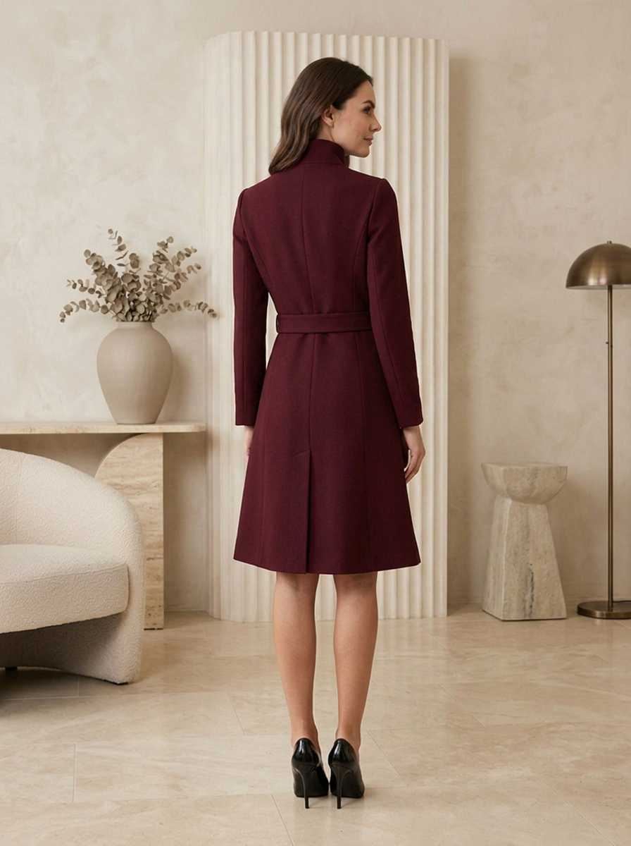 Women's midi A line dress with button detailing
