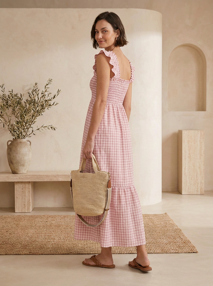 Plaid dress suitable for holidays and travel