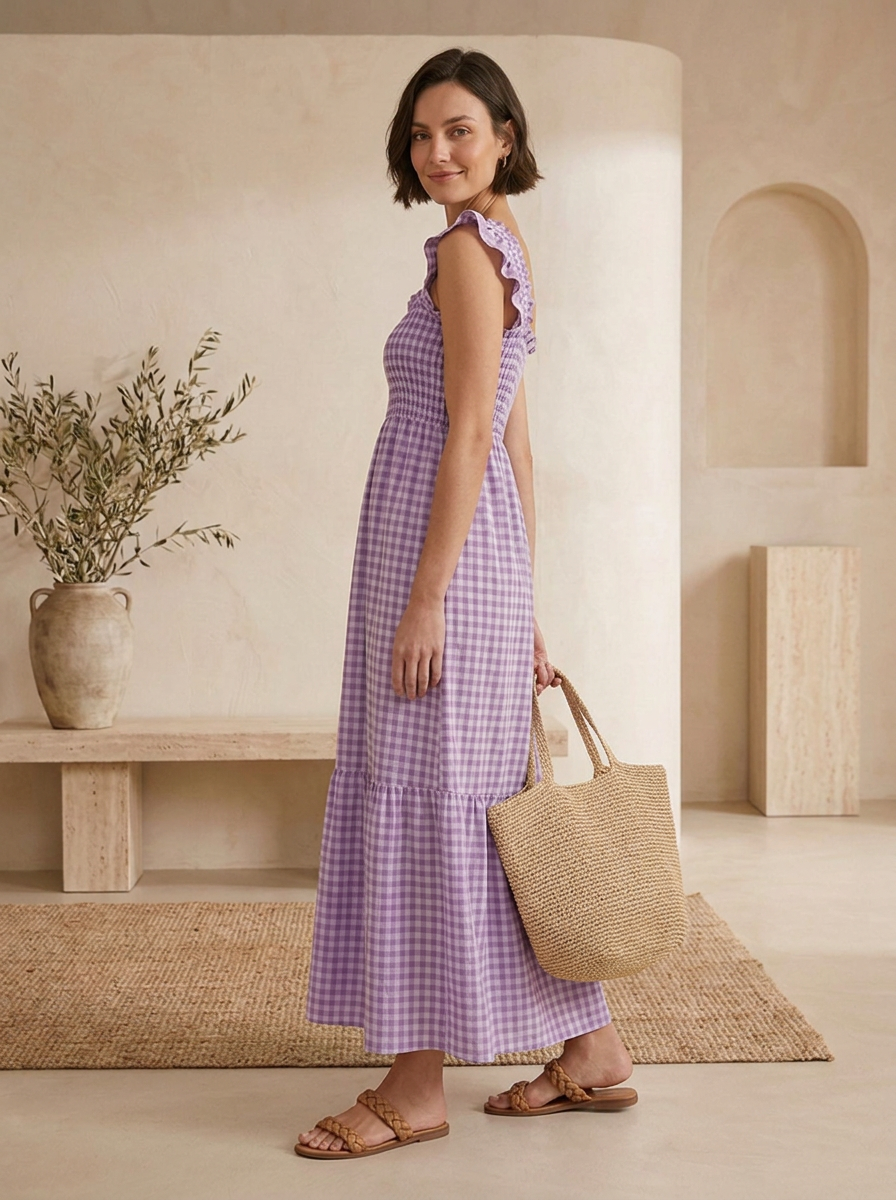 Casual plaid dress with a comfortable fit
