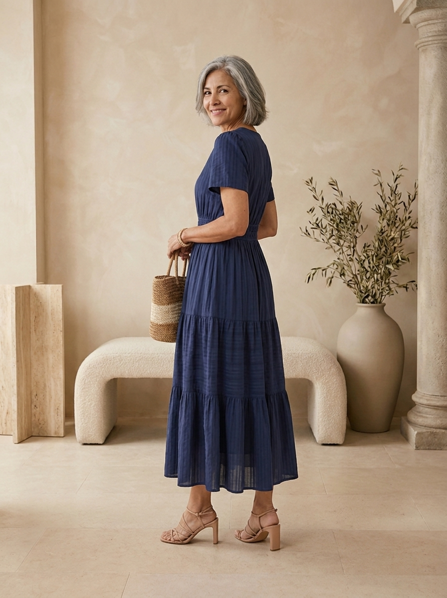Linen blend dress suitable for casual outings