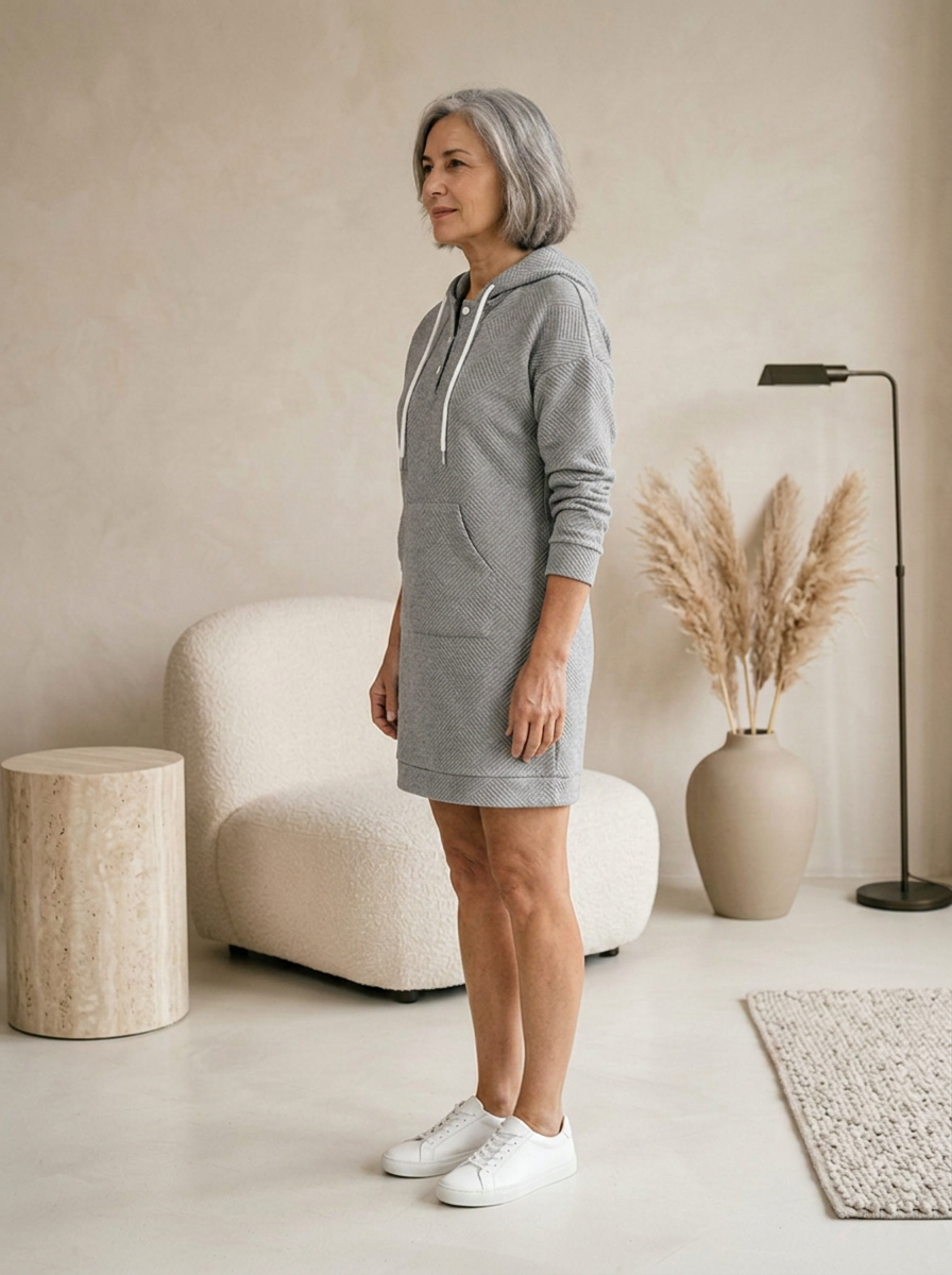 Casual cotton hoodie dress for lounging