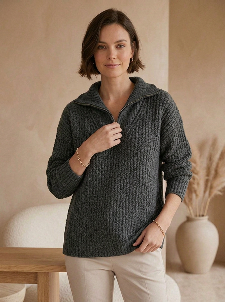 Casual half zip sweater for work and travel