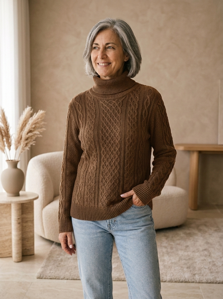 Women's regular fit knit jumper for cooler weather