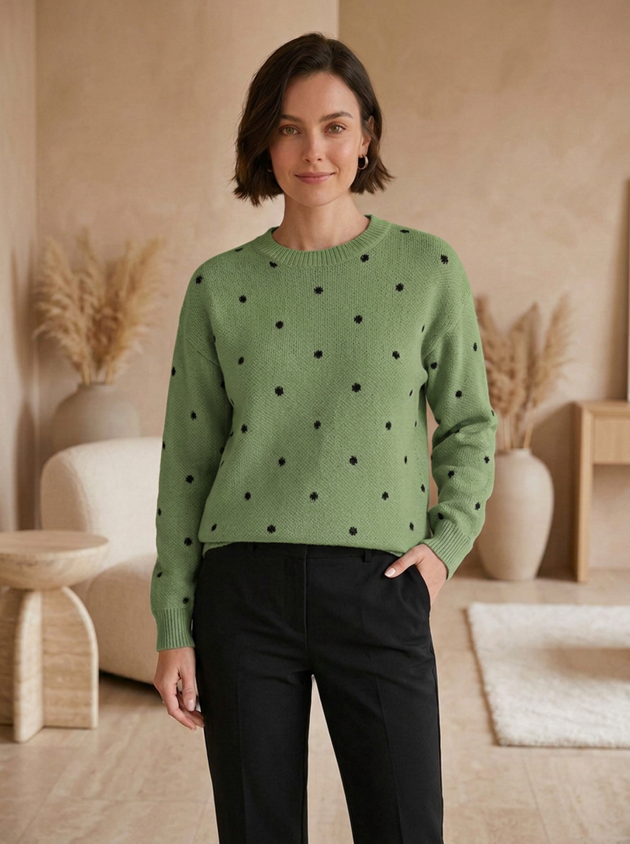 Wool blend sweater with an all-over knit pattern