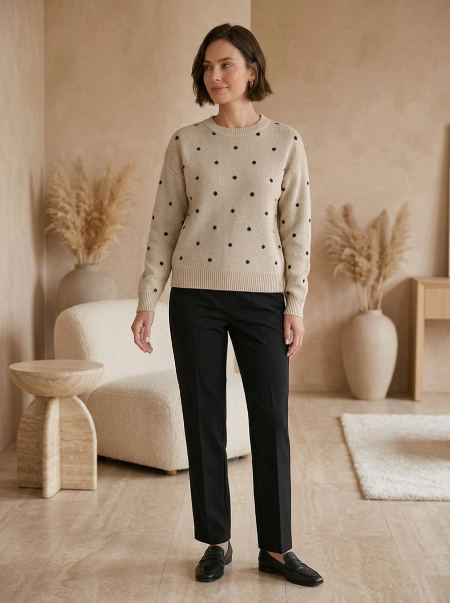 Women's patterned knit jumper with long sleeves