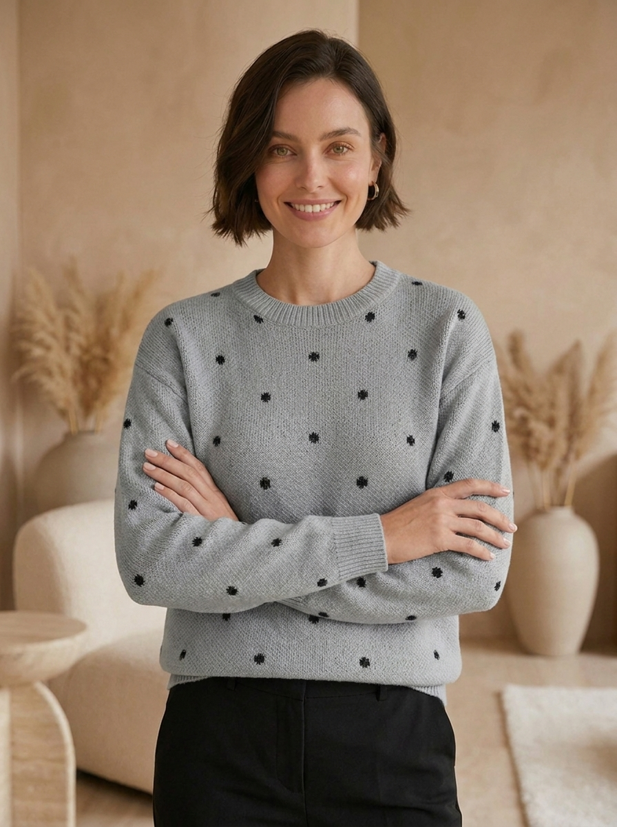 Long sleeve patterned jumper for autumn and winter