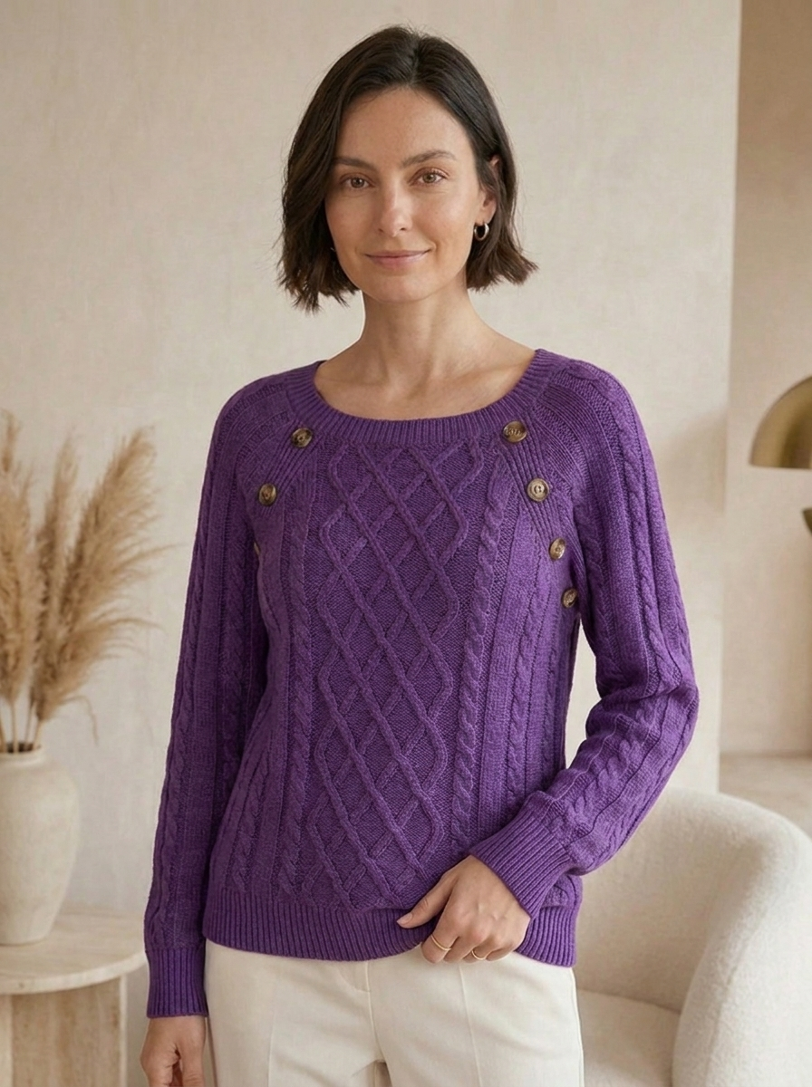 Women's cable knit sweater for autumn and winter
