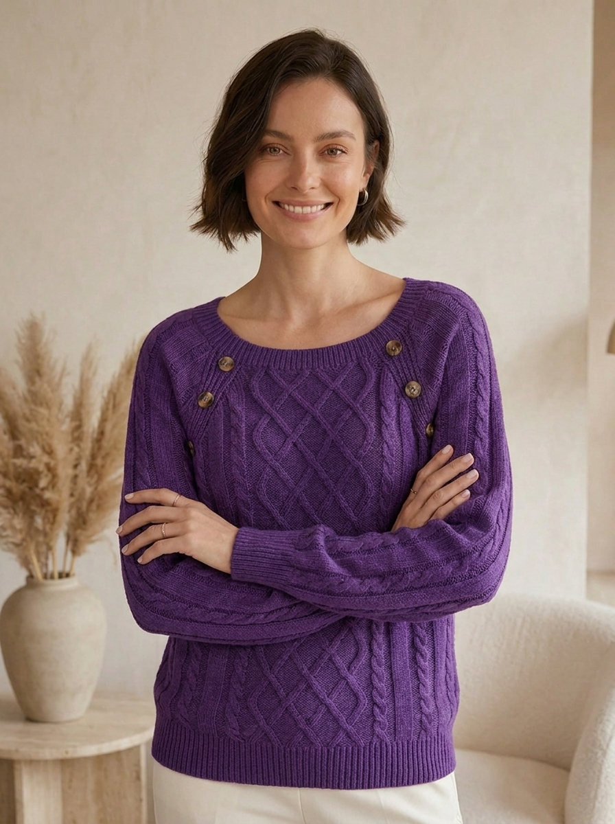 Cable knit jumper for autumn and winter layering
