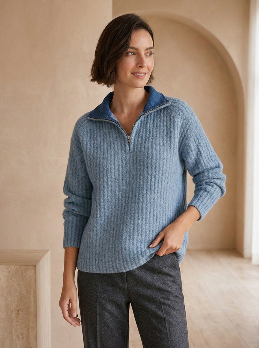 Regular fit wool blend sweater for cooler weather