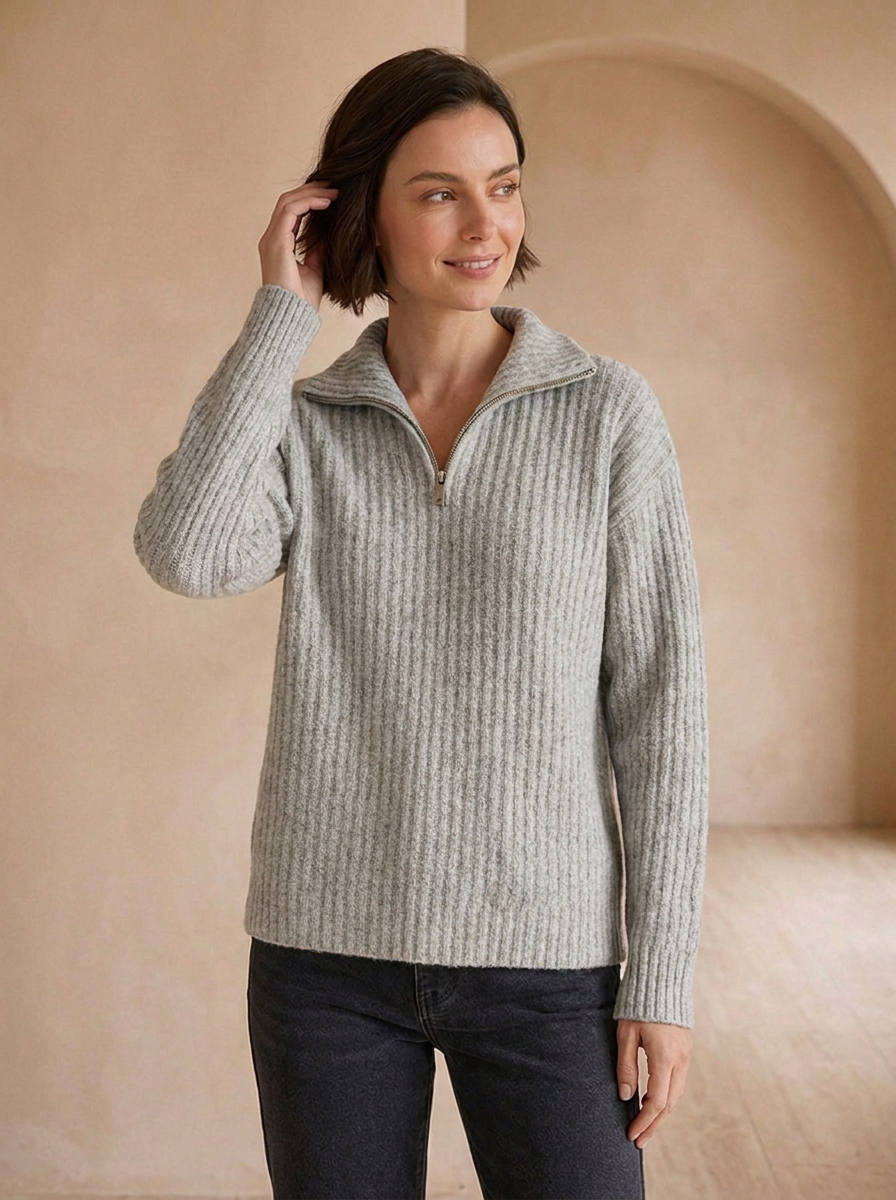 Wool blend half zip jumper with a regular fit