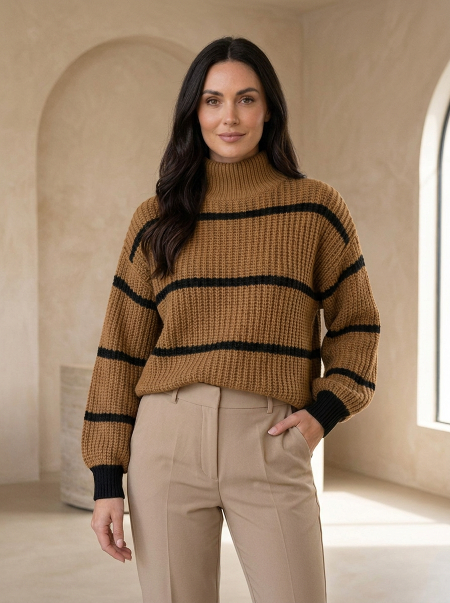 Regular fit striped jumper for autumn and winter